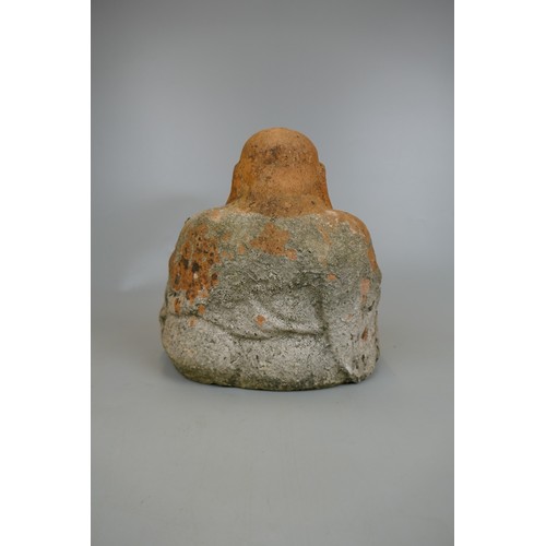 400 - Terracotta Buddha and carved wood deity