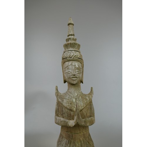 400 - Terracotta Buddha and carved wood deity