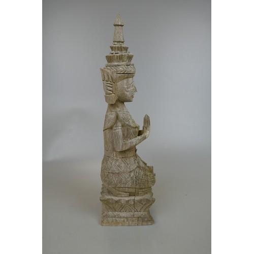 400 - Terracotta Buddha and carved wood deity