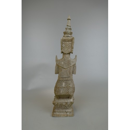 400 - Terracotta Buddha and carved wood deity