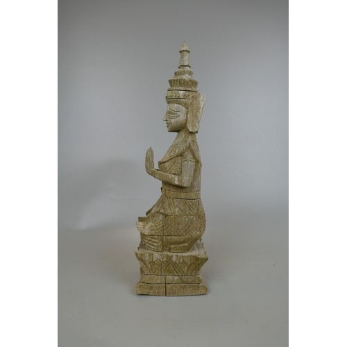 400 - Terracotta Buddha and carved wood deity