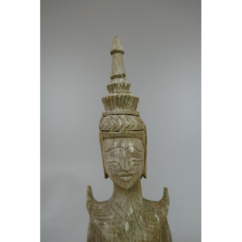 400 - Terracotta Buddha and carved wood deity