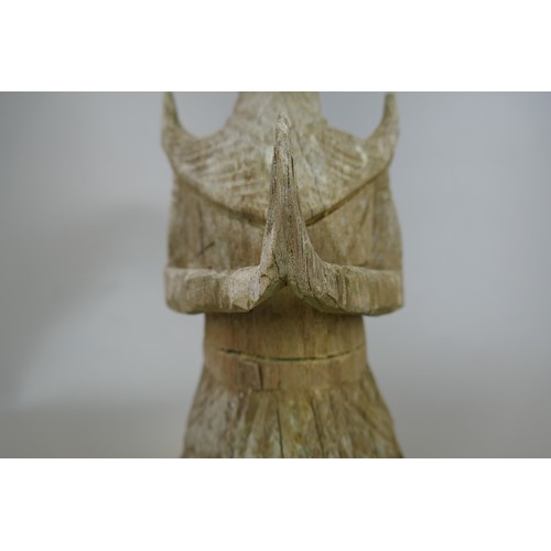 400 - Terracotta Buddha and carved wood deity