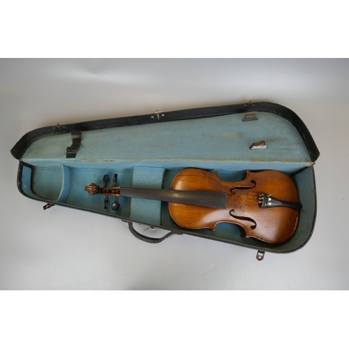 402 - Collection of violins A/F along with sheet music