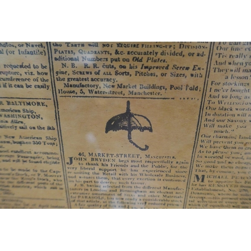 376 - Manchester Guardian 1821 newspaper front page in frame