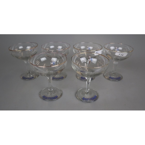 170 - 6 vintage Babycham glasses