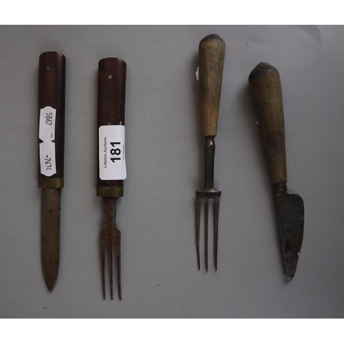 181 - Two sets of campaign cutlery