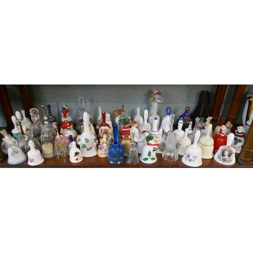 229 - Collection of glass & porcelain bell's