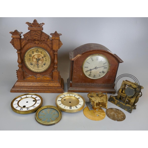 246 - Two mantle clocks with collection of clock parts