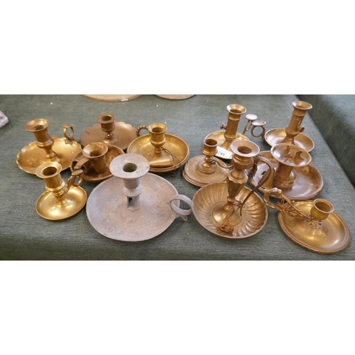 249 - Collection of vintage candle holders - mainly brass