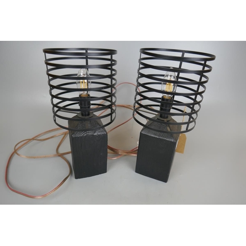 260 - Pair of black industrial style lamps