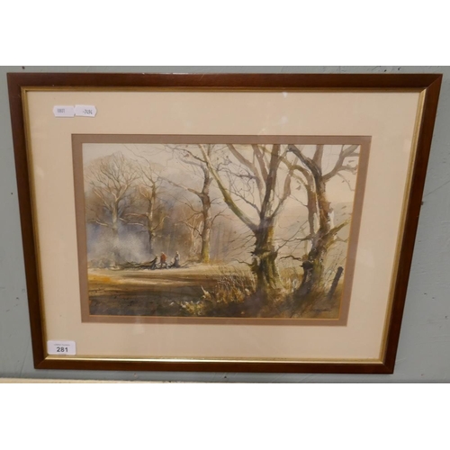 281 - Watercolour signed J.W. Mitchell - Approx image size: 33cm x 23cm