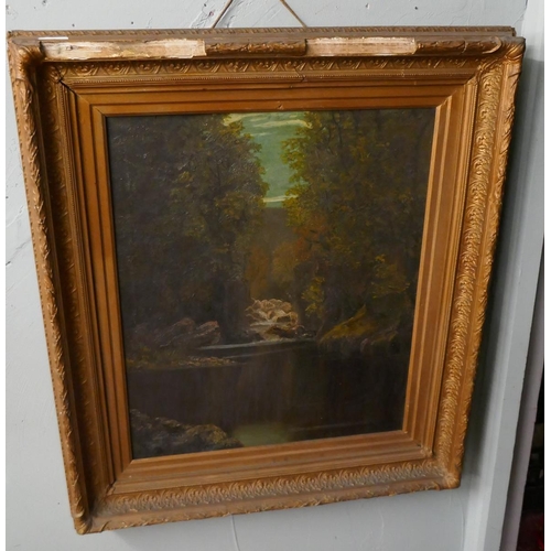 286 - Oil on canvas - Rural scene in gilt frame - Approx. image size: 49cm x 59cm