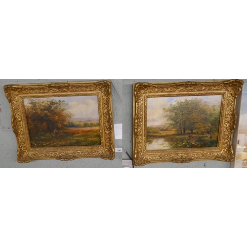 296 - A pair of J B Gummery 19thC oils on canvas - Approx image size: 34cm x 24cm