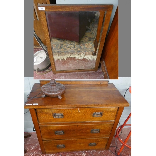 306 - Oak chest of drawers with mirror - Approx size W: 92cm D: 46cm H: 80cm without mirror