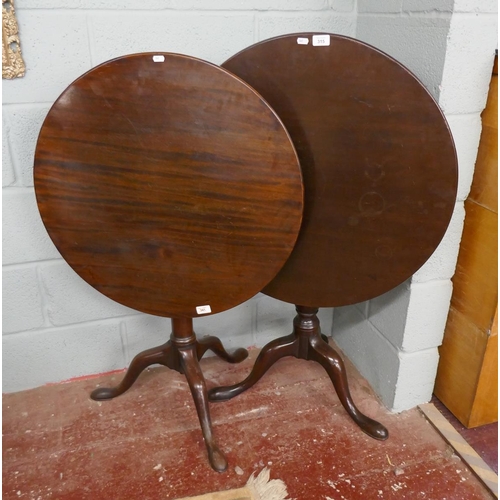 315 - 2 early mahogany tilt top tripod tables