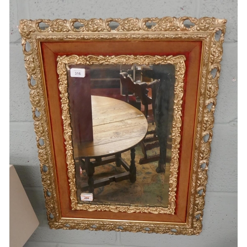 316 - Antique gilt framed bevelled glass mirror - Approx size: 52cm x 67cm