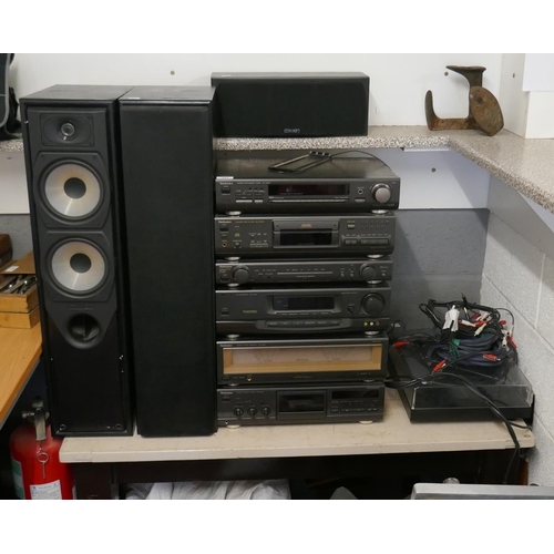 338 - Technics stacking stereo system together with Mission speakers