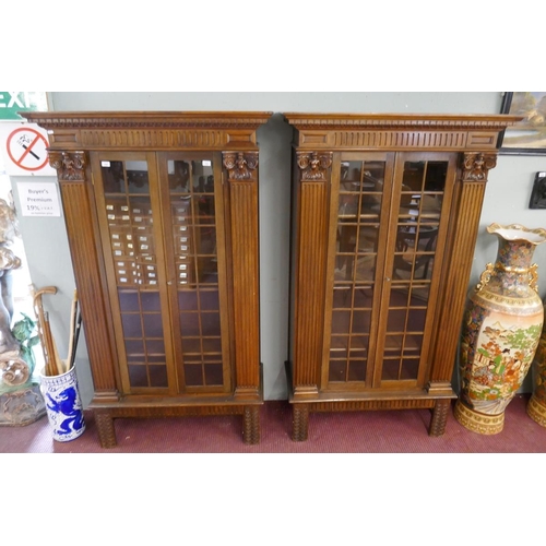 356 - Fine pair of German oak bookcase cabinets – Width: 114cm Depth: 44cm Height: 194cm