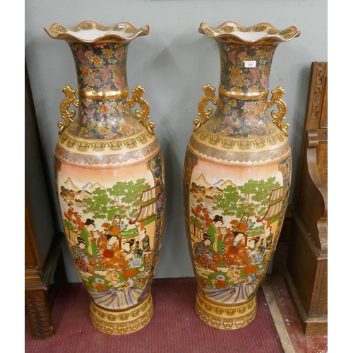 357 - Very large pair of Satsuma floor vases – Height 132cm