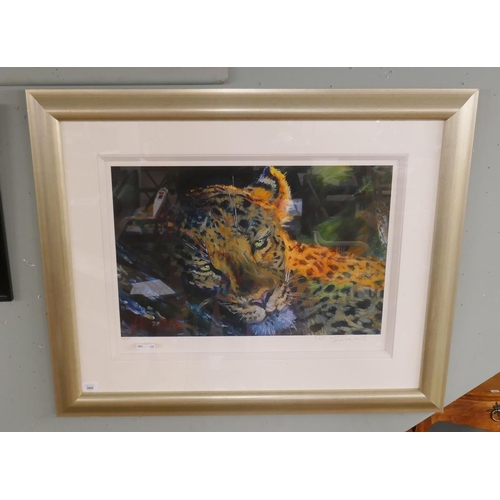 360 - Signed L/E print of leopard by Rolf Harris - Approx image size: 60cm x 40cm