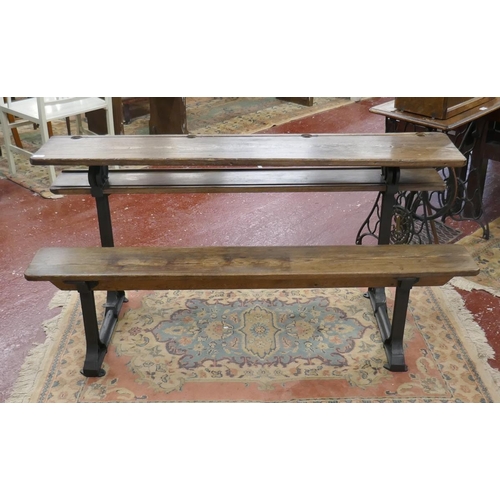 363 - Antique pitch pine metamorphic school desk/bench - Approx length: 158cm