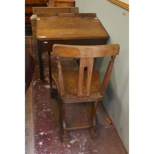 378 - Vintage school desk with sliding chair