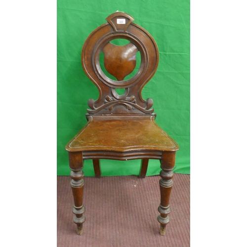 420 - Victorian mahogany hall chair