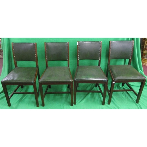 425 - Set of four 1940's dining chairs upholstered with original green rexine