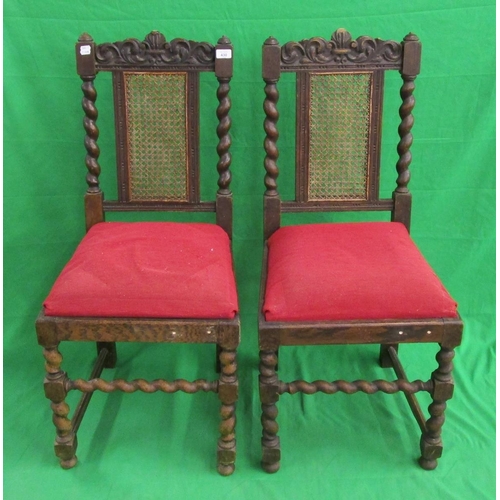 430 - Pair of barley-twist and bergere back dining chairs