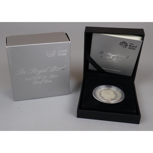 68 - 2013 Prince George Royal Birth St George and the Dragon UK £5 Silver Proof Coin in box with COA