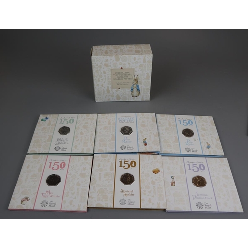 87 - Celebrating Beatrix Potter - Set of 5 50p brilliant & uncirculated coins plus another