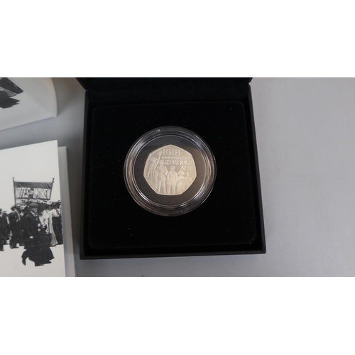 102 - 1918 Representation of The People Act (2018) UK 50p silver proof coin