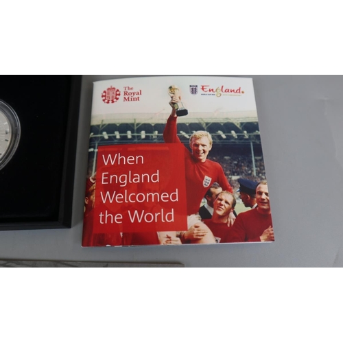 107 - 50th anniversary 1966 Fifa World Cup (2016) Alderley £5 silver proof coin with ephemera