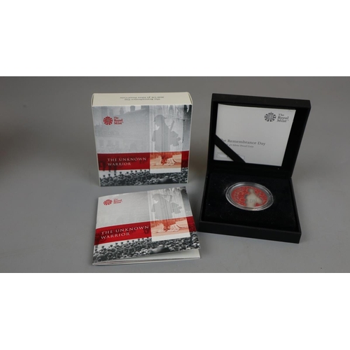 110 - Set of 5 Remembrance Day coins - UK £5 silver proof coins