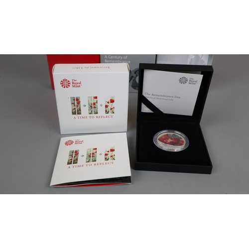 110 - Set of 5 Remembrance Day coins - UK £5 silver proof coins