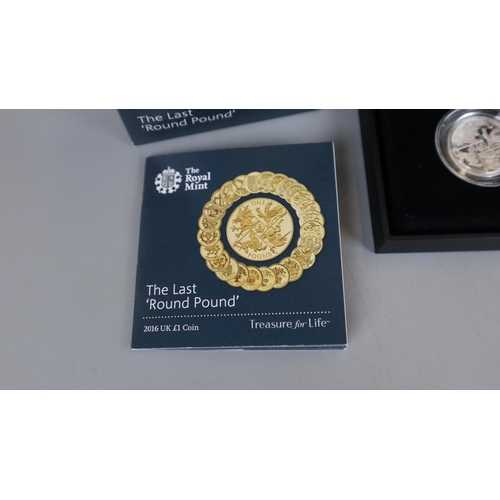 118 - The Last 'Round Pound' (2016) £1 silver proof coin together with Nations of The Crown (2017) £1 silv... 