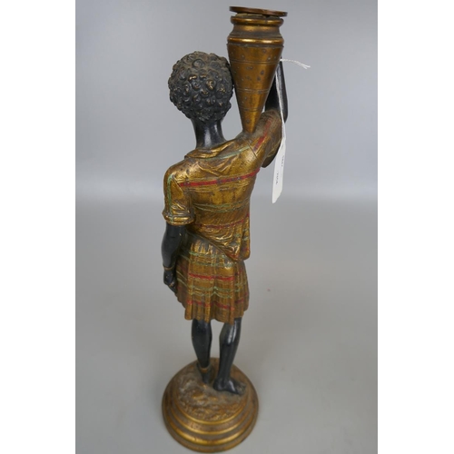 158 - Two Blackamoor 19thC Louis Hottot Dienze candlesticks - Approx height: 37cm