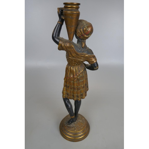 158 - Two Blackamoor 19thC Louis Hottot Dienze candlesticks - Approx height: 37cm