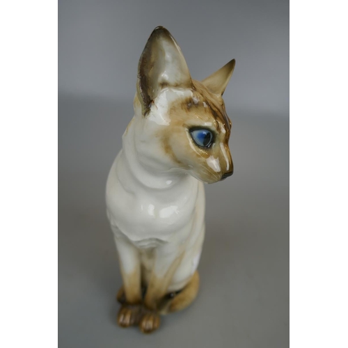 159 - Hutschenreuther Germany porcelain model of a Siamese cat - Approx height: 19.5cm