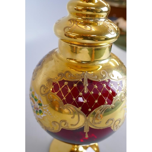 163 - Venetian lidded glass vase - Approx height: 30cm