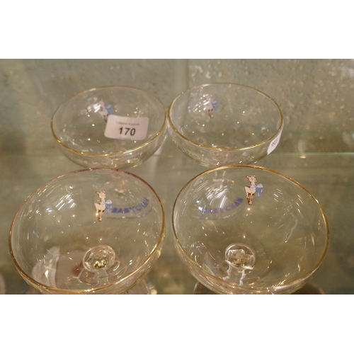 170 - 6 vintage Babycham glasses