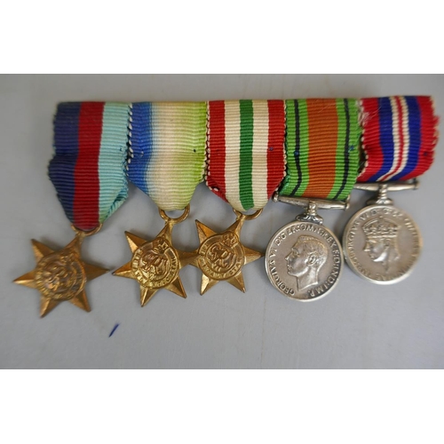 203 - 5 WWII medals together with minature bar