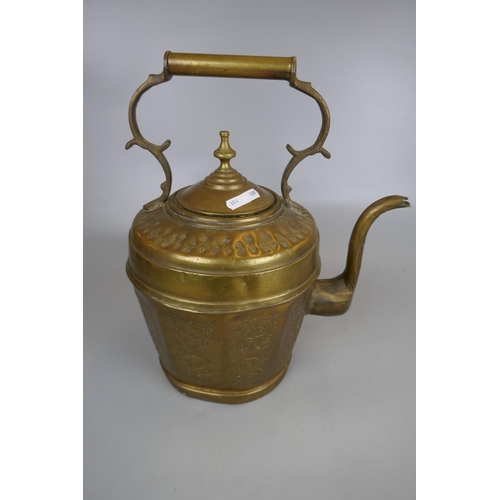 212 - Large brass kettle together with a copper kettle