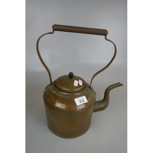 212 - Large brass kettle together with a copper kettle