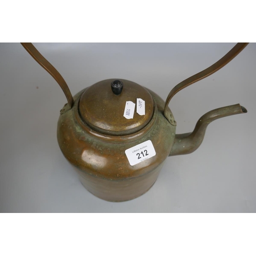 212 - Large brass kettle together with a copper kettle