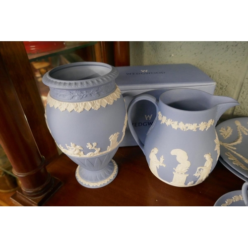 217 - Collection of Wedgwood blue Jasper Ware