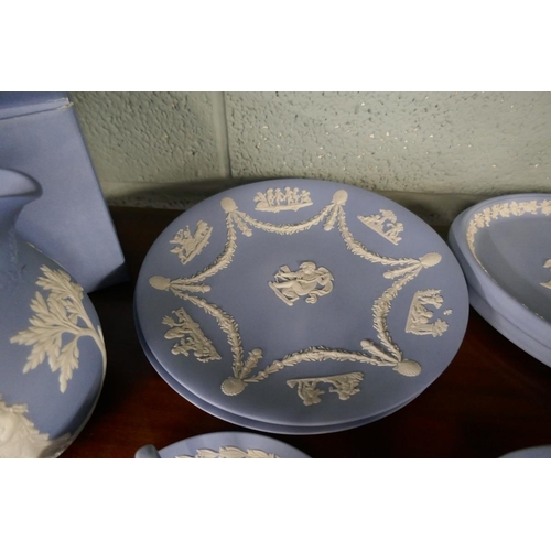 217 - Collection of Wedgwood blue Jasper Ware