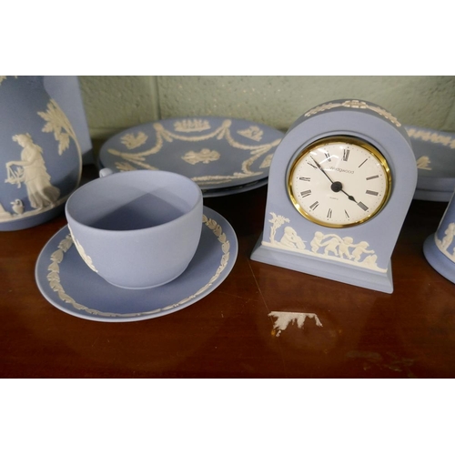 217 - Collection of Wedgwood blue Jasper Ware