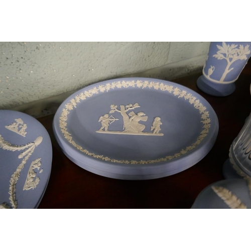 217 - Collection of Wedgwood blue Jasper Ware